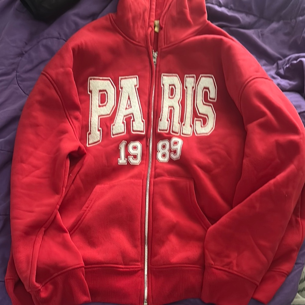 Vibrant Red Paris 1968 Zip-Up Jacket